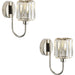 2 PACK Indoor Bright Nickel Plate Wall Light - Clear Glass Shade - Dimmable 6W LED E14