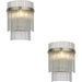 2 PACK Indoor Polsihed Nickel Plate Wall Light - Clear Glass Rod Decorative Shade - Dimmable