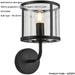 Flush Ceiling Light & 2x Matching Wall Lights - Matt Black Clear Glass Shade