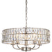 Multi Arm Hanging Ceiling Pendant Light - Bright Nickel Plate & Clear Crystal Glass - 5 X 6W LED E14