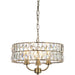 Multi Arm Hanging Ceiling Pendant Light - Antique Brass Plate & Clear Crystal Glass - 3 X 6W LED E14