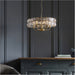 Multi Arm Hanging Ceiling Pendant Light - Antique Brass Plate & Clear Crystal Glass - 5 X 6W LED E14