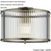 Semi Flush Low Ceiling Light - Antique Brass & Clear Ribbed Glass - 10W Max LED E27