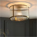 2 PACK Semi Flush Low Ceiling Light - Antique Brass & Clear Ribbed Glass - 10W Max LED E27