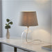 Clear Textured Glass & Grey Linen Mix Fabric Table Lamp - 428mm Tall Light