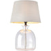 Clear Textured Glass & Grey Linen Mix Fabric Table Lamp - 428mm Tall Light