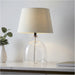 Clear Textured Glass & Ivory Linen Mix Fabric Table Lamp - 428mm Tall Light