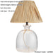 Clear Textured Glass & Natural Raffiatable Lamp - 423mm Tall Light