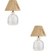 2 PACK Clear Textured Glass & Natural Raffiatable Lamp - 423mm Tall Light