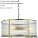 Hanging Ceiling Pendant Light - Antique Brass Plate & Clear Ribbed Glass - 3 X 6W LED E14