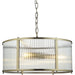 Hanging Ceiling Pendant Light - Antique Brass Plate & Clear Ribbed Glass - 3 X 6W LED E14