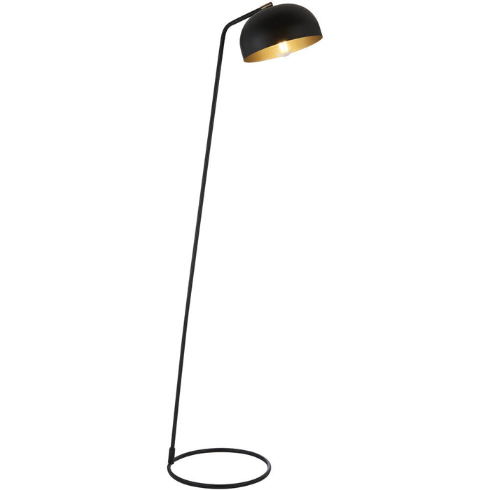 1458mm Floor Lamp - Matt Black & Antique Brass Sleek Industrial Slim - Standing LED Light Base & Shade