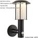 Outdoor Matt Black Wall Light - White Pc Shade - Solar Powered Lamp - Step Dimmable 1.7W LED (Smd 2835) Warm White