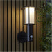 Outdoor Matt Black Wall Light - White Pc Shade - Solar Powered Lamp - Step Dimmable 1.7W LED (Smd 2835) Warm White