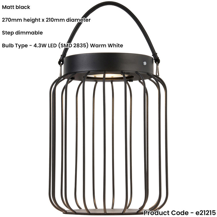 Metal Caged Solar Powered Table Lamp - Dusk Dawn Sensor - IP44 Outdoor Hanging Table Light