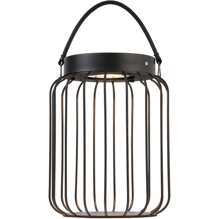 Metal Caged Solar Powered Table Lamp - Dusk Dawn Sensor - IP44 Outdoor Hanging Table Light