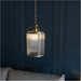 Hanging Ceiling Pendant Light - Antique Brass Plate & Clear Ribbed Glass - 10W LED E27