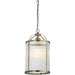 Hanging Ceiling Pendant Light - Antique Brass Plate & Clear Ribbed Glass - 10W LED E27