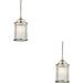 2 PACK Hanging Ceiling Pendant Light - Antique Brass Plate & Clear Ribbed Glass - 10W LED E27