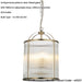 Hanging Ceiling Pendant Light - Antique Brass Plate & Clear Ribbed Glass - 4 X 6W LED E14