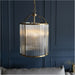 Hanging Ceiling Pendant Light - Antique Brass Plate & Clear Ribbed Glass - 4 X 6W LED E14