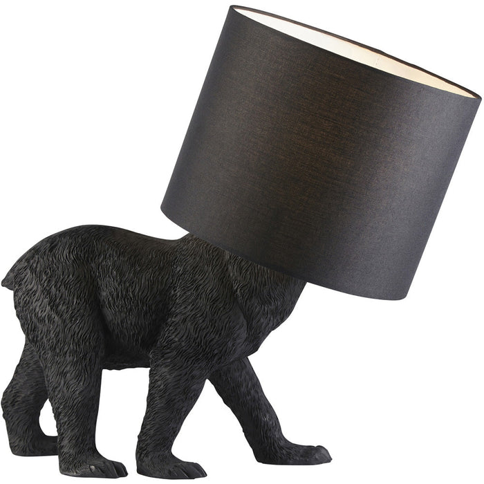 Matt Black & Black Fabric Table Lamp - 445mm Tall Light