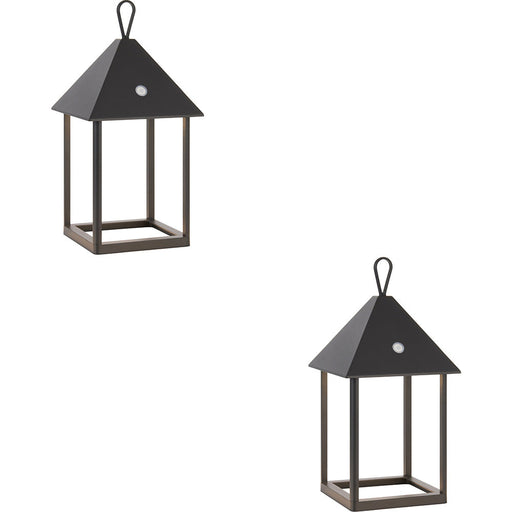 2 PACK Matt Black Dimmable Table Lamp - USB Chargeable LED Light - Modern IP44 Outdoor Hanging 