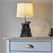 Matt Black & Natural Linentable Lamp - 430mm Tall Light