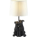 Matt Black & Natural Linentable Lamp - 430mm Tall Light