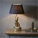 Vintage Gold Paint & Black Fabric Table Lamp - 530mm Tall Light