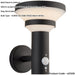 Outdoor Matt Black Wall Light - White Pc Shade - Solar Powered Lamp - Step Dimmable 5.88W LED (Smd 3528) Warm White