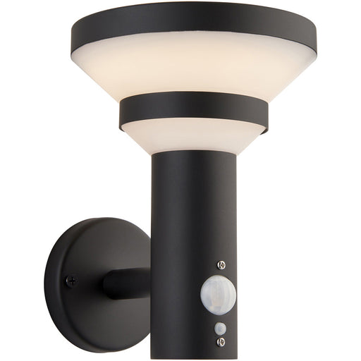 Outdoor Matt Black Wall Light - White Pc Shade - Solar Powered Lamp - Step Dimmable 5.88W LED (Smd 3528) Warm White