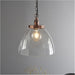 2 PACK Hanging Ceiling Pendant Light - Aged Copper Plate & Clear Glass - 10W LED E27