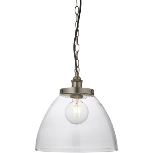 Hanging Ceiling Pendant Light - Brushed Silver Paint & Clear Glass - 10W LED E27