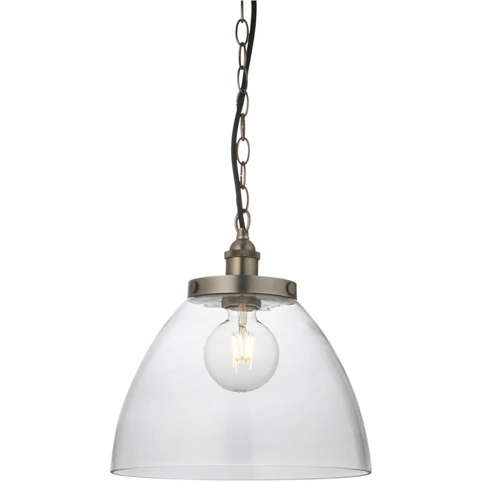 Hanging Ceiling Pendant Light - Brushed Silver Paint & Clear Glass - 10W LED E27