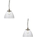 2 PACK Hanging Ceiling Pendant Light - Brushed Silver Paint & Clear Glass - 10W LED E27