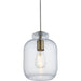 Hanging Ceiling Pendant Light - Clear Textured Glass & Antique Brass Plate - 10W LED E27