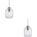 2 PACK Hanging Ceiling Pendant Light - Clear Textured Glass & Antique Brass Plate - 10W LED E27