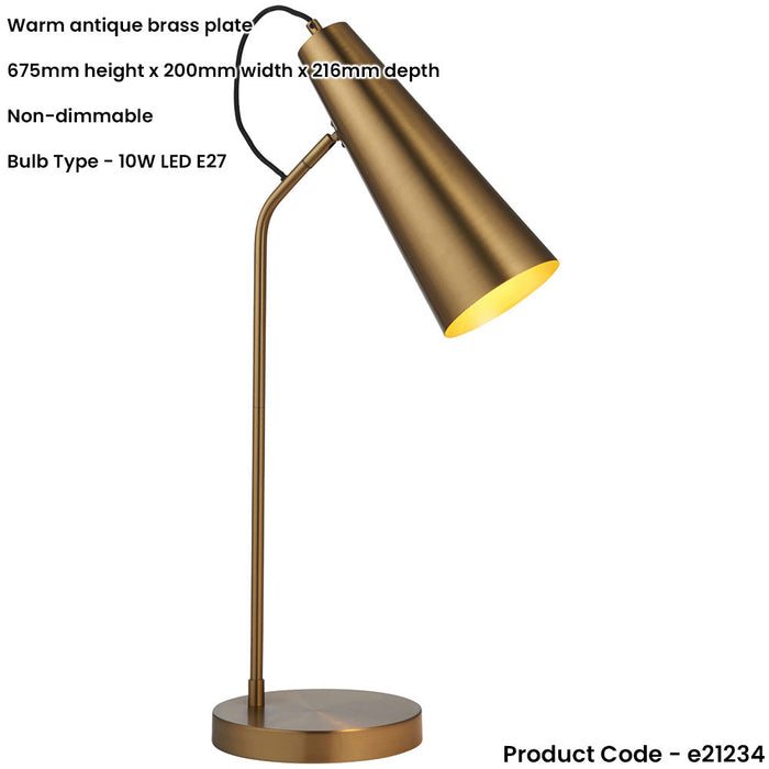 Standing Floor & Table Lamp Set -Industrial Warm Antique Brass Task Light