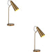 2 PACK Antique Brass Task Lamp - Adjustable Long Shade - Industrial Look Table Light