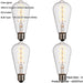 4 PACK Clear Glass 4W E27 Pear Filament LED Light Bulb - Dimmable Warm White - 265lm 2200k