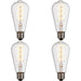 4 PACK Clear Glass 4W E27 Pear Filament LED Light Bulb - Dimmable Warm White - 265lm 2200k