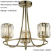 3 Light Semi Flush Ceiling Lamp & 2x Matching Wall Lights - Antique Brass Faceted Glass Shade