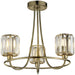 3 Light Semi Flush Ceiling Lamp & 2x Matching Wall Lights - Antique Brass Faceted Glass Shade