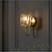 3 Light Semi Flush Ceiling Lamp & 2x Matching Wall Lights - Antique Brass Faceted Glass Shade