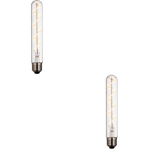 2 PACK Clear Glass 4W E27 Tubular LED Light Bulb - Dimmable Warm White - 265lm 2200k