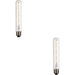 2 PACK Clear Glass 4W E27 Tubular LED Light Bulb - Dimmable Warm White - 265lm 2200k