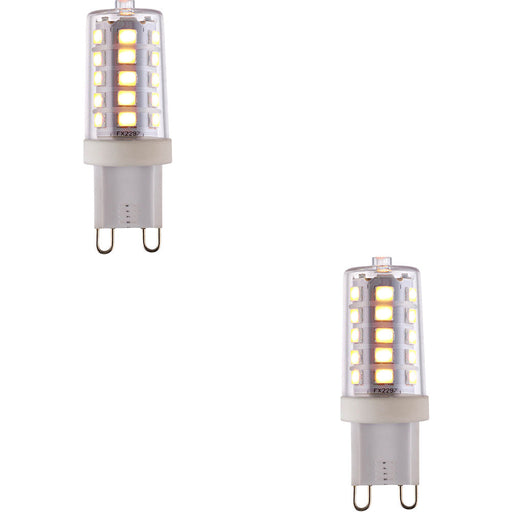 2 PACK Clear & White 3.7W G9 SMD LED Light Bulb - Dimmable Warm White - 470lm 3000k