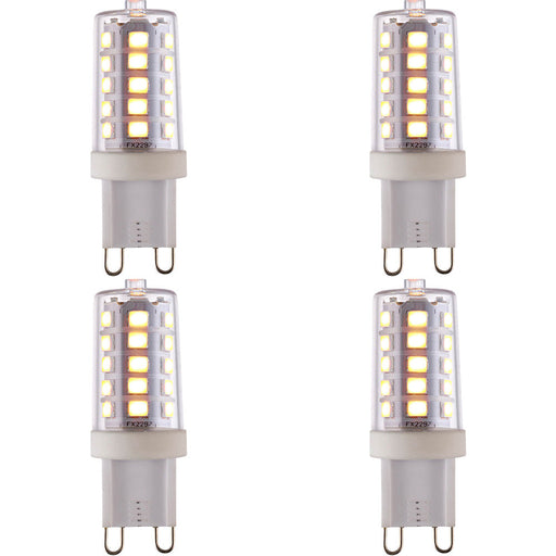 4 PACK Clear & White 3.7W G9 SMD LED Light Bulb - Dimmable Warm White - 470lm 3000k