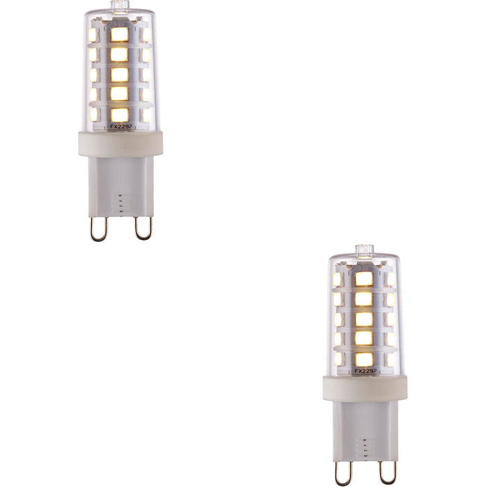 2 PACK Clear & White 3.7W G9 SMD LED Light Bulb - Dimmable Cool White - 470lm 4000k